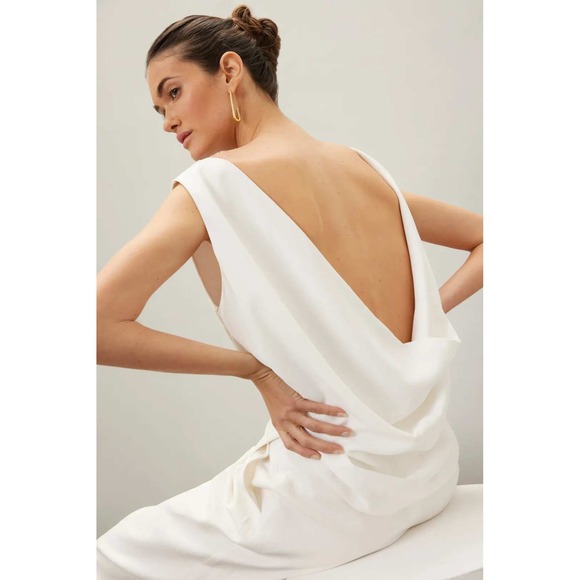 Nina Ricci Jackets & Blazers - Nina Ricci Cady Draped Open Back Vest Top Off-White Button Front Sz 34 / 0 US